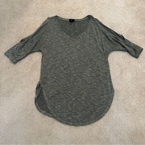 Heathered Green V-Neck Cold Shoulder Half Sleeve Top